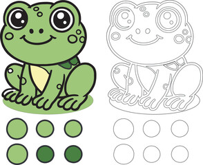 Minimalist frog coloring page with lines
