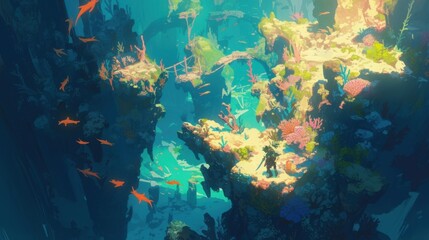 Fototapeta premium The coral fragments seemed to hold a secret glow as if they were ancient treasures waiting to be discovered by curious explorers.
