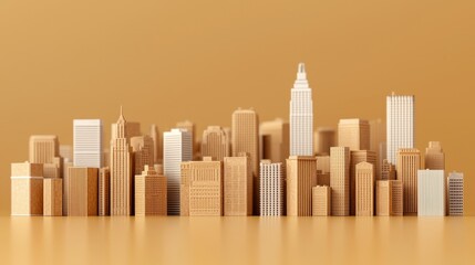 Obraz premium Cardboard Cityscape Model Architecture Design Construction Urban Development