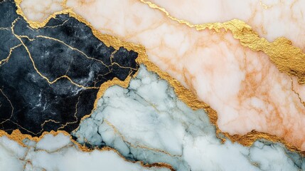 Obraz premium Elegant Marble Texture with Gold Veins, Featuring Rich Black, White, and Pink Tones Ideal for Backgrounds, Interiors, and Artistic Projects