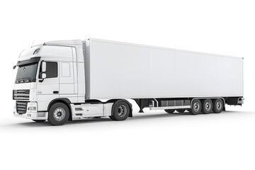 White truck with blank white side view on isolated background