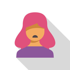 Young woman with pink hair expressing sadness and disappointment with pursed lips