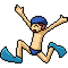 Fototapeta premium pixel art of man happy vacation
