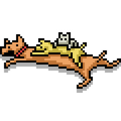 Fototapeta premium pixel art of dog parent puppy