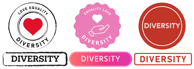 Diversity unity equality tolerance people ethnic cultural multi stamp colorful badge seal emblem sticker emblem design icon set collection