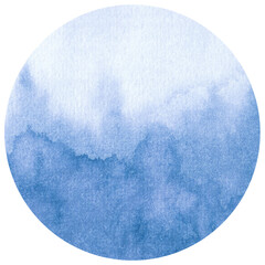 Blue Watercolor hand painted circles texture. Watercolour circle elements for design.