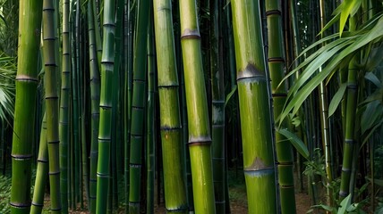 Obraz premium Bamboo Forest. Natural background with green bamboo. Bamboo forest background. Vertical composition