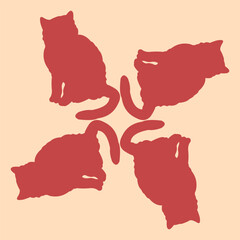 tile or ceramic design with a pink cat motif