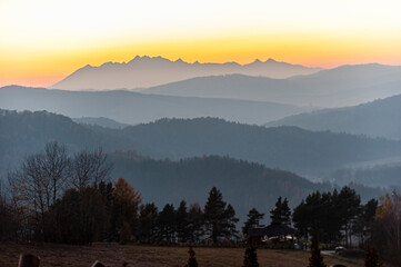Tatry widok z Malnika muszyna, Zachód słońca © Maciej G. Szling
