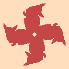 tile or ceramic design with a pink cat motif