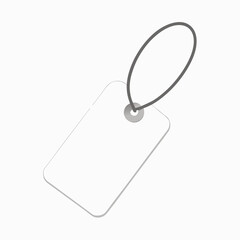 Blank White Price Tag with String Isolated on White Background. A blank white tag with a string, creative projects.