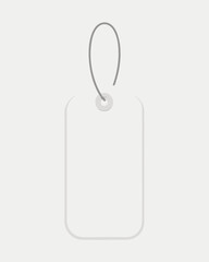 Blank White Price Tag with String Isolated on White Background. A blank white tag with a string, creative projects.
