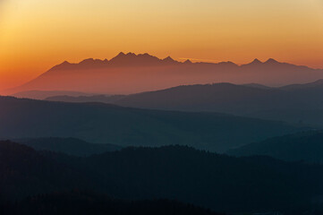Obraz premium Tatry o zachodzie słońca