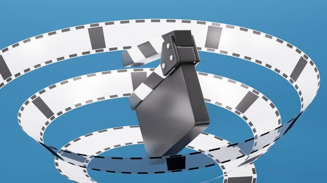Cartoon clapper board model, 3d rendering.