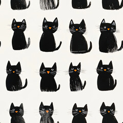 Rows of black cats