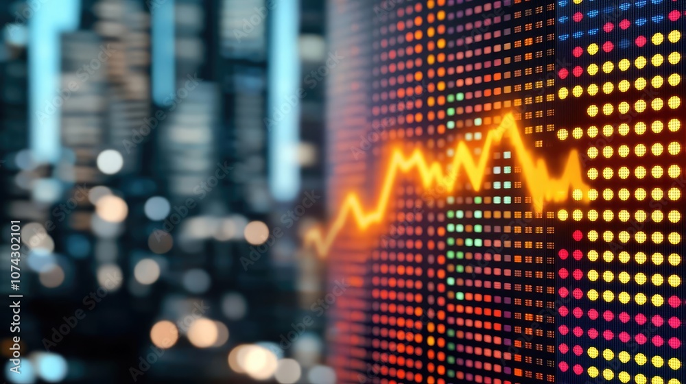 Poster Colorful digital data visualization with a dynamic graph showcasing trends.