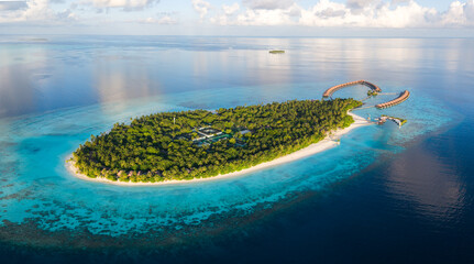 Aerial views of Gaafu Dhaalu Atoll Maguhdhuvaa Island, Maldives