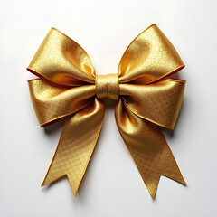  "Elegant Gold Bow – Perfect Decorative Ribbon for Gifts and Crafts"