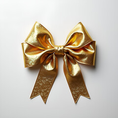  "Elegant Gold Bow – Perfect Decorative Ribbon for Gifts and Crafts"