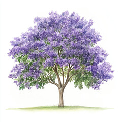 Watercolor Joyful Purple Ash Tree Illustration