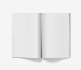 blank magazine BOOK open on white background