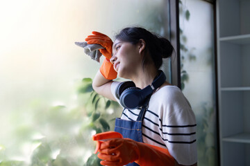 Dedicated Cleaner Polishing Windows Precision Home Cleaning Concept