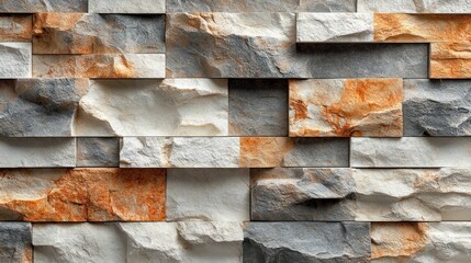 Textured stone wall with varying colors and patterns.