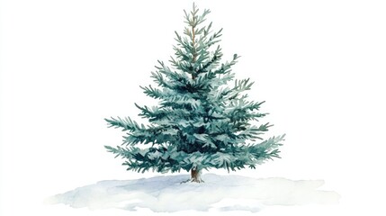 Fototapeta premium Watercolor illustration of an isolated Christmas tree on a white background Hand drawn decorative element for holiday design