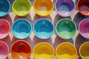 Colorful bowls on table