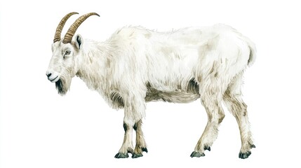 Obraz premium Watercolor illustration of a mountain goat isolated on a white background