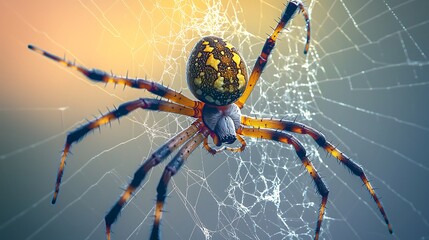 Macro Photography of a Spider on its Web