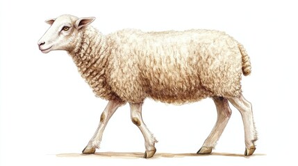 Obraz premium Charming hand painted watercolor illustration of a sheep
