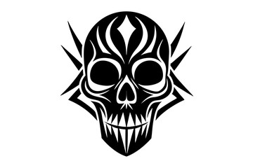 Stylized clown skull illustration on white background.