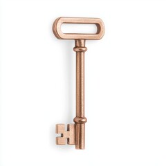 Worn Copper Key with Simple Design, Soft Light Reflection on Vintage Style, Perfect for Historical Themes and Artistic Projects