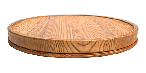 Natural Wood Textured Low Pedestal Stand with Polished Finish for Product Display - Transparent PNG