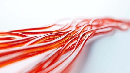 Abstract pattern of intertwined red lines on a white isolated background.