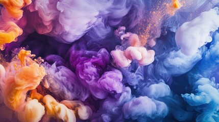 Fototapeta premium Watercolor illustration featuring ink dispersing in water Splash of paint blending together Colorful liquid dye creating an abstract sculpture backdrop