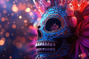 Skull with flower hair