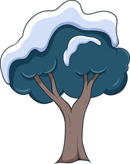 winter tree with snow cartoon