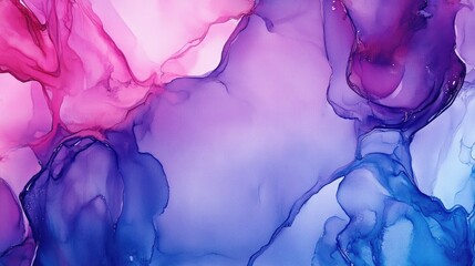 Watercolor illustration featuring trance inspired alcohol ink Purple template with blue handmade backdrop Hallucinatory web design Iridescent image with a fluorescent artistic frame incorporating 