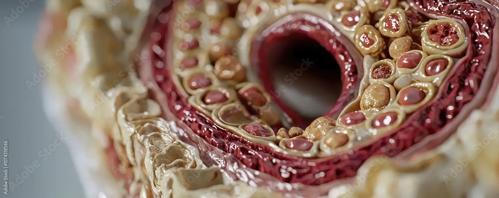 Aufkleber Close-up view of biological tissue structure displaying intricate cellular details.