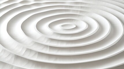 Obraz premium Circular embossed texture with layers of concentric patterns in matte white, casting soft shadows for a refined, contemporary style,