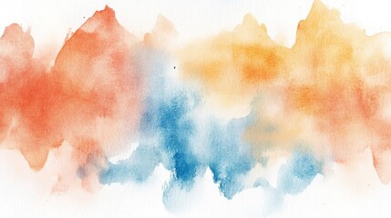 Grunge watercolor illustration featuring blue and orange hues ideal for summer holiday and retro style decor