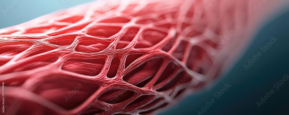 Poster close-up view of muscle tissue, showcasing intricate cellular structures.
