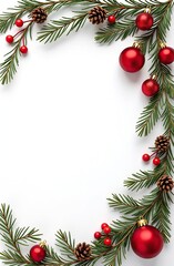 set of Christmas icons pine cones, and festive decorations  on a white background 