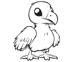 Fototapeta premium Hand drawn vector illustration of a bird, Cute baby cartoon bird icon