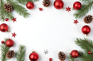 set of Christmas icons pine cones, and festive decorations  on a white background 