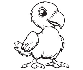 Obraz premium Hand drawn vector illustration of a bird, Cute baby cartoon bird icon