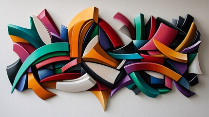Bold 3D Abstract Art Piece with Dynamic Shapes