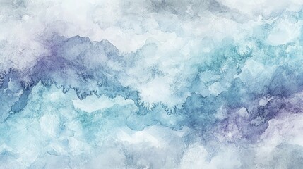 Obraz premium Cool-toned watercolor texture with aqua blue, lavender, and icy gray, creating a calming and serene background with gentle, flowing colors.